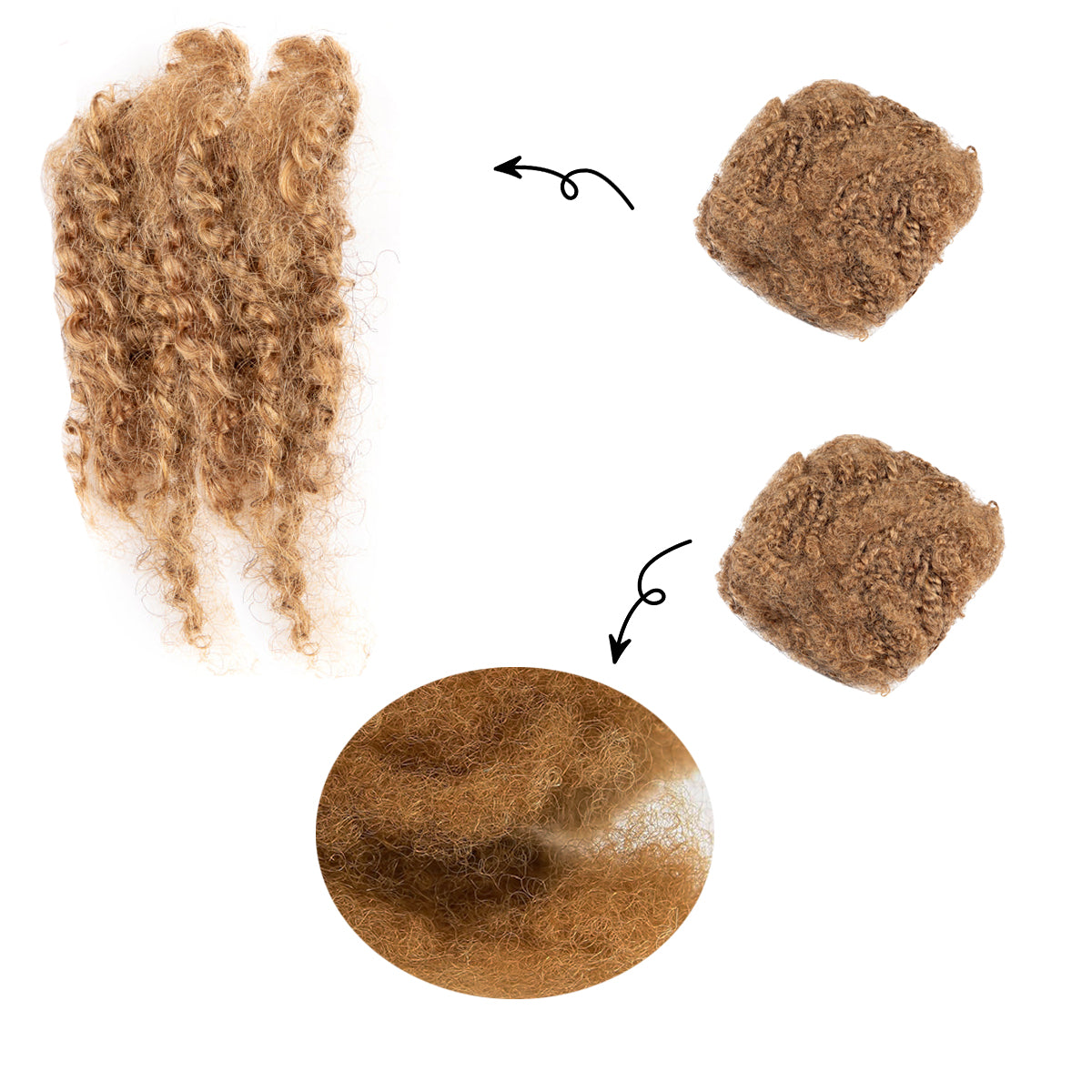 #27 Afro Human Hair Bulk for Dreadlocks Repair Extensions 8-12 Inch 30g/60g