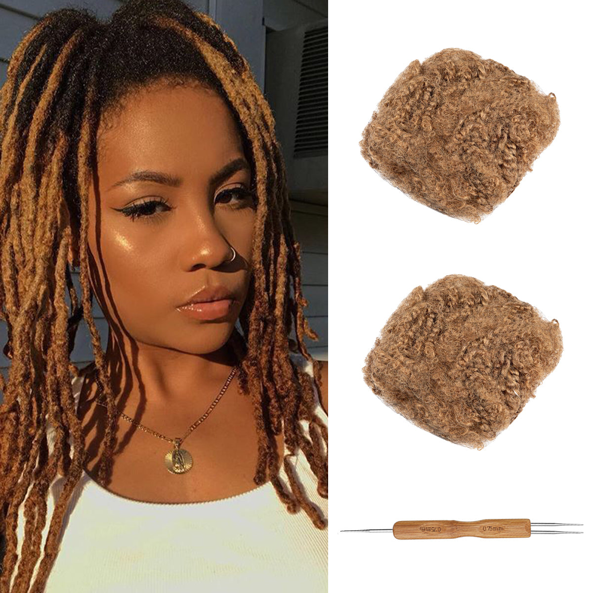 #27 Afro Human Hair Bulk for Dreadlocks Repair Extensions 8-12 Inch 30g/60g