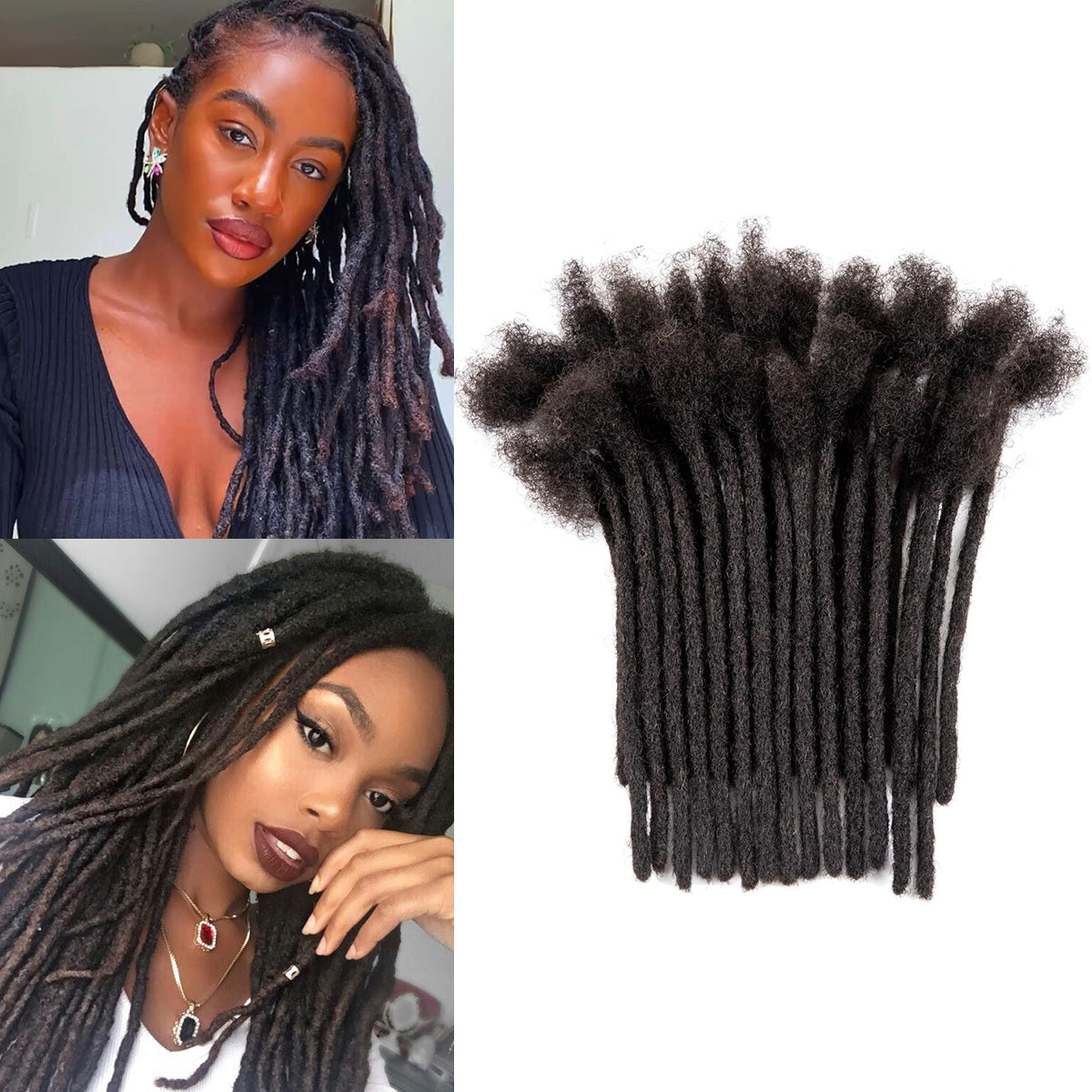 Long Length 18-30 inch #1B 0.6cm Thickness 100% Human Hair Handmade Dreadlocks Extensions