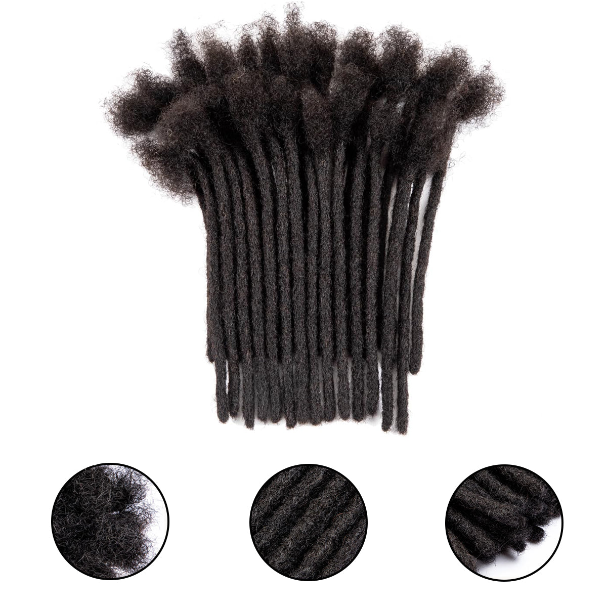 0.6cm Loc Extensions Handmade 100% Human Hair Dreadlocks #1B for Men and Women