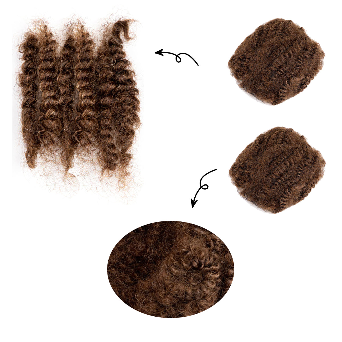 #4 Afro Human Hair Bulk for Dreadlocks Repair Extensions 8-12 Inch 30g/60g