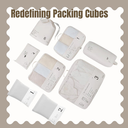 Packing Cubes for Travel, 8 Pcs Lightweight Ziboola Travel Bags With Vacuum Storage Bags Luggage Organiser Travel Cells Packing Cells White