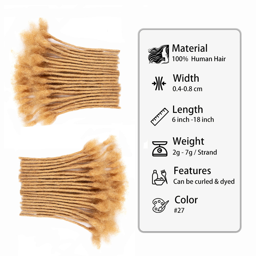 #27 Honey Blonde Human Hair Dreadlocks Handmade  6-18 inch Human Hair 0.4-0.8 Thickness