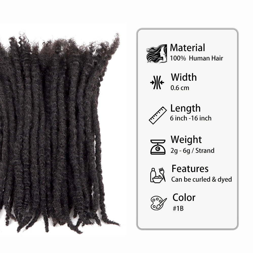 Textured Dreadlocks Extensions 100% Human Hair Permanent Dreads Locs For Men and Women